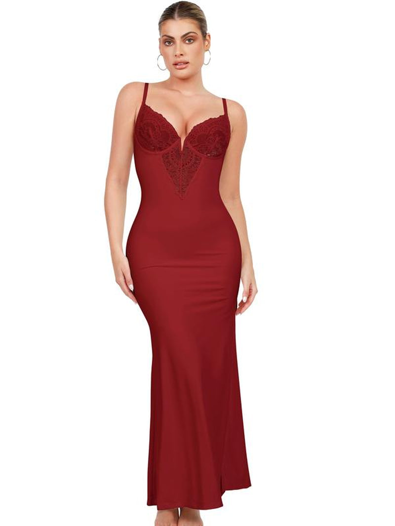 Popilush Lace Built-In Shapewear Set Deep V-Neck Maxi Dress or Wide Leg Jumpsuit Tummy Control Cocktail Party#Tiktokshopbacktoschool